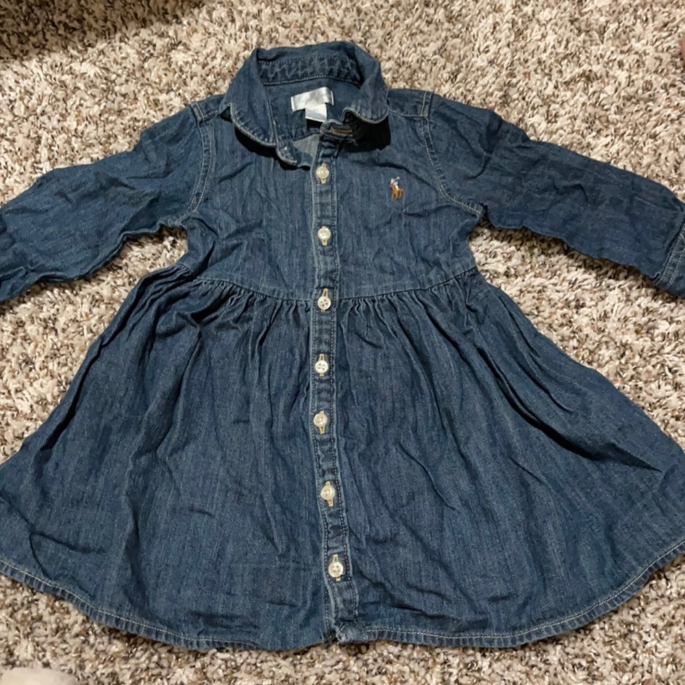 Blue Jean Ralph Lauren long sleeves button down baby girl dress.